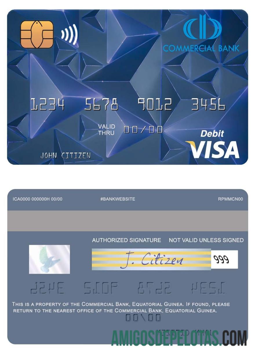 Cartão de Débito Visa do Banco Comercial da Guiné Equatorial Guinee Equatoriale baixar para verificação